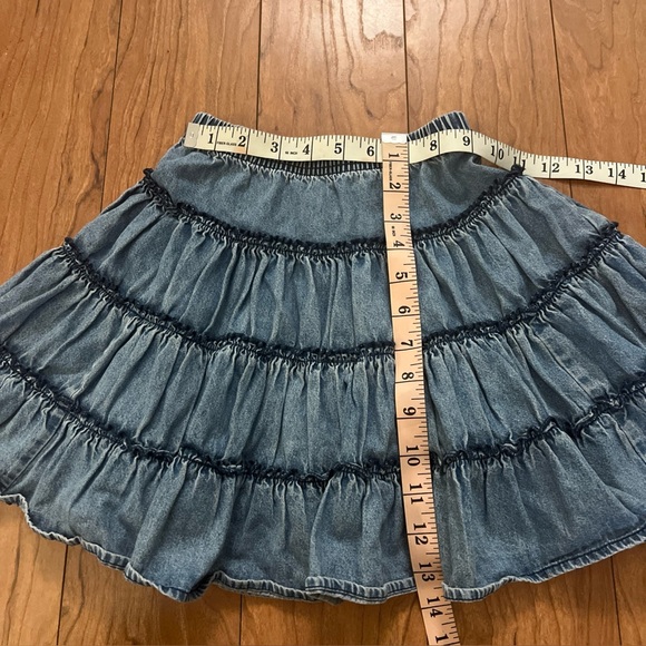 Hanna Andersson Size 4-5 (110) Denim Tiered Skirt Elastic Waist Girl's Cotton - Picture 2 of 8